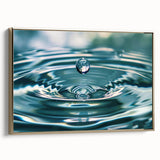 Framed canvas featuring a close-up water landscape in muted blue and gray tones, ideal for bedroom wall decor.