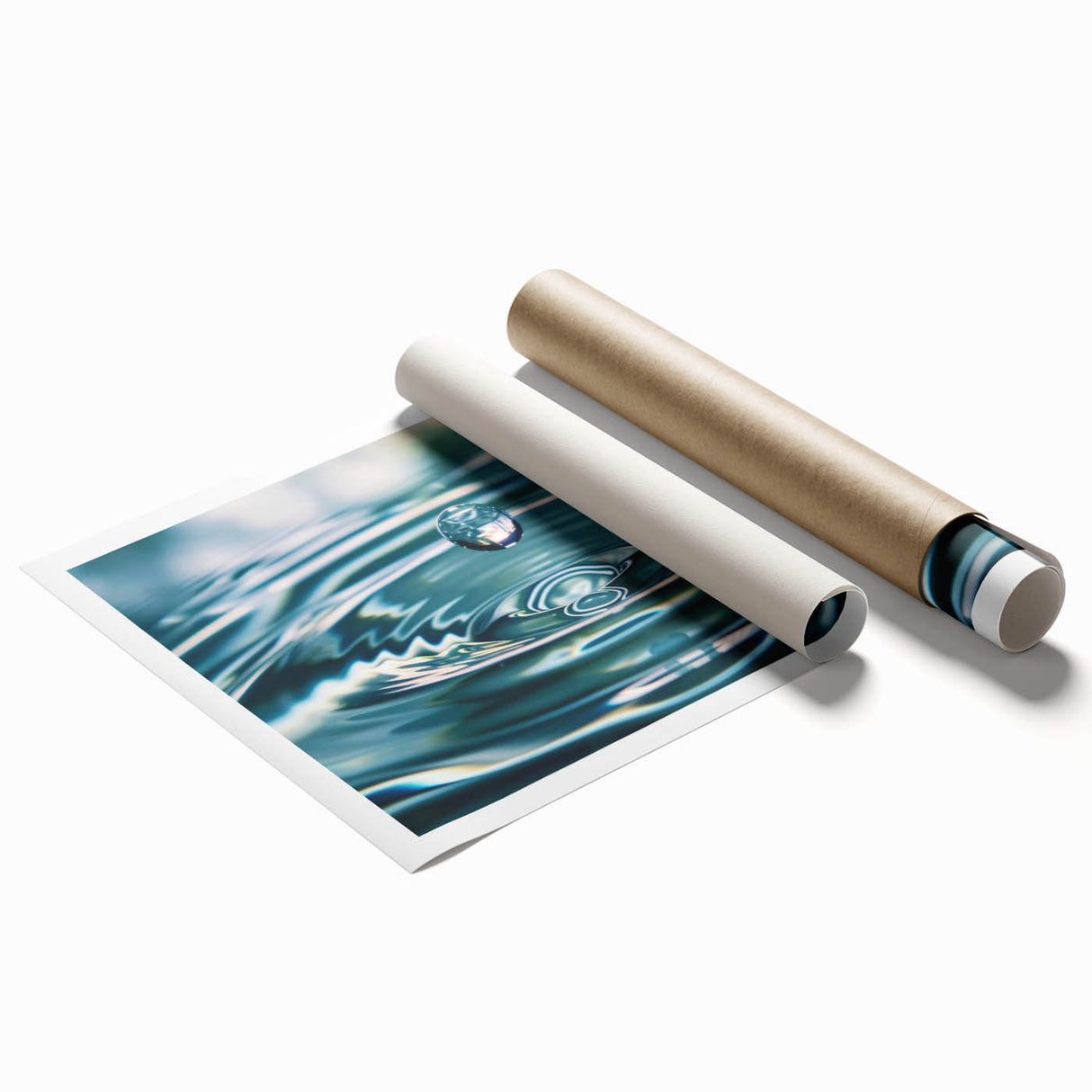 Close-up floral art in soft pastel shades on rolled print, suitable for bathroom or living room decor.