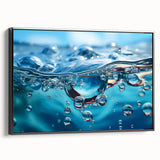 Black and white framed canvas featuring a close-up water design, ideal for bedroom wall art.