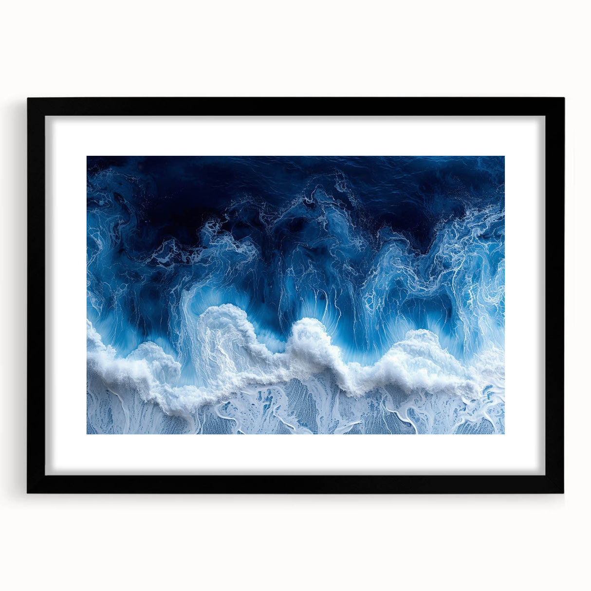 Extra large abstract art print featuring textured, colorful swirls on a black framed canvas, ideal for living room decor.