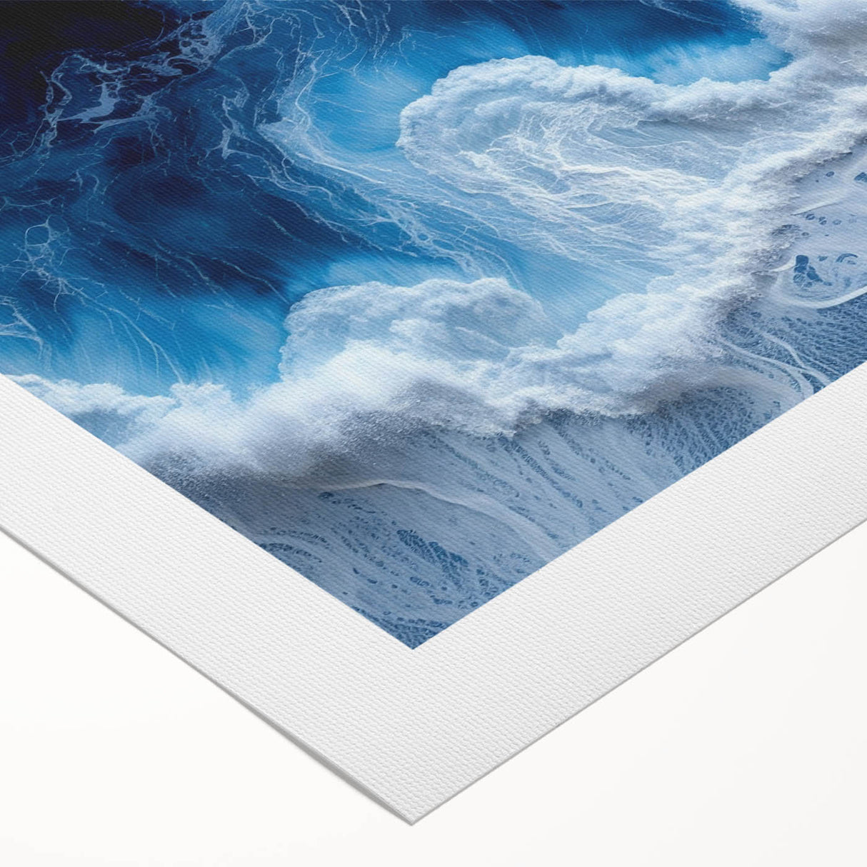 Art deco poster featuring a close-up water design in blue and green tones on rolled canvas, suitable for dining room decor.