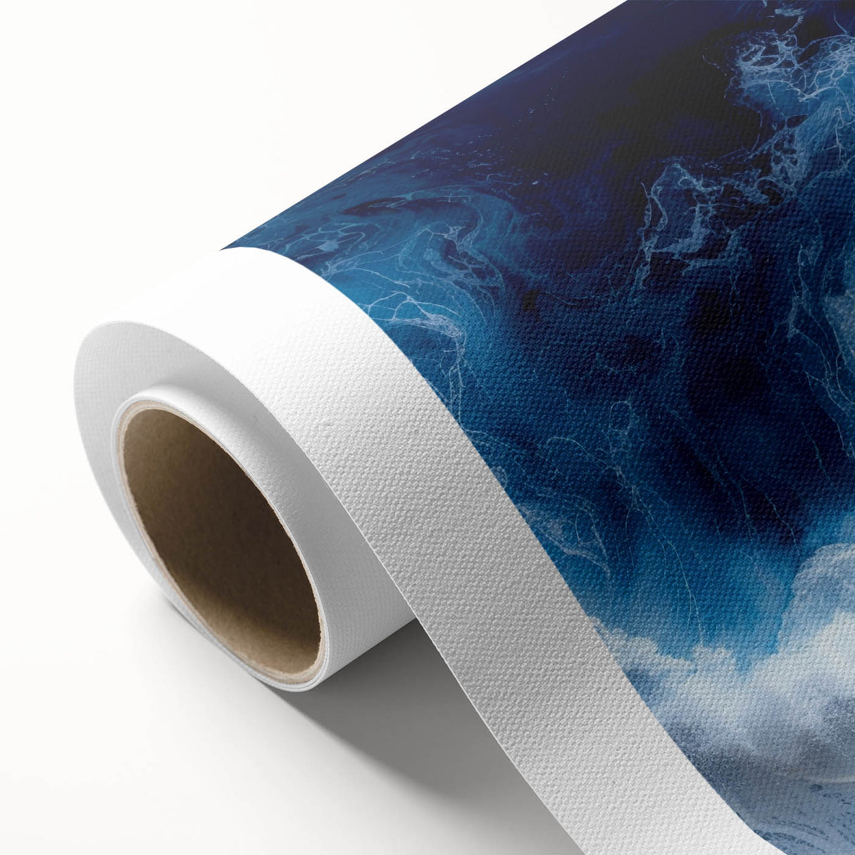 Art deco poster of serene water close-up in soft blue and green tones on rolled canvas, ideal for nursery wall art.