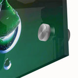 Large abstract wall art in acrylic glass featuring close-up water design with muted blue and green tones.