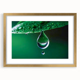 Extra large abstract art print featuring textured water design in muted blue and green tones, framed in gold.