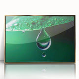 Close-up of water ripples in muted blue tones, framed acrylic gold, ideal for modern art wall decor.