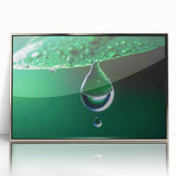 Mid-century modernist art depicting a close-up of water, in silver-framed acrylic, with muted blue tones.