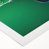 Art deco poster featuring a close-up water design in blues and grays on rolled canvas, suitable for dining room wall art.