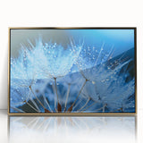 Large art print of a close-up water design in muted blue tones on framed acrylic, suitable for modern nursery decor.