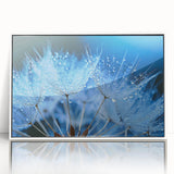 Close-up water design in muted blue and white hues on acrylic, framed in white, ideal for modern nursery wall decor.