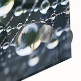 Mid-century modernist large abstract wall art featuring swirling blue and green tones on acrylic glass.