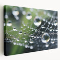 Close-up water droplet design on a large stretched canvas, featuring cool blue tones, ideal for kitchen wall art.