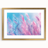 Extra large abstract art print featuring textured water design in blue and turquoise hues, framed in gold.