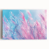 Black and white close-up of water droplets on a leaf, printed on stretched canvas, suitable for kitchen wall art.