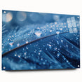 Close-up of water-themed large abstract wall art in acrylic, featuring shades of blue and green.