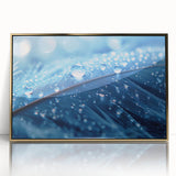 Large acrylic print of a close-up water design with gold frame, in mid-century modernist style.