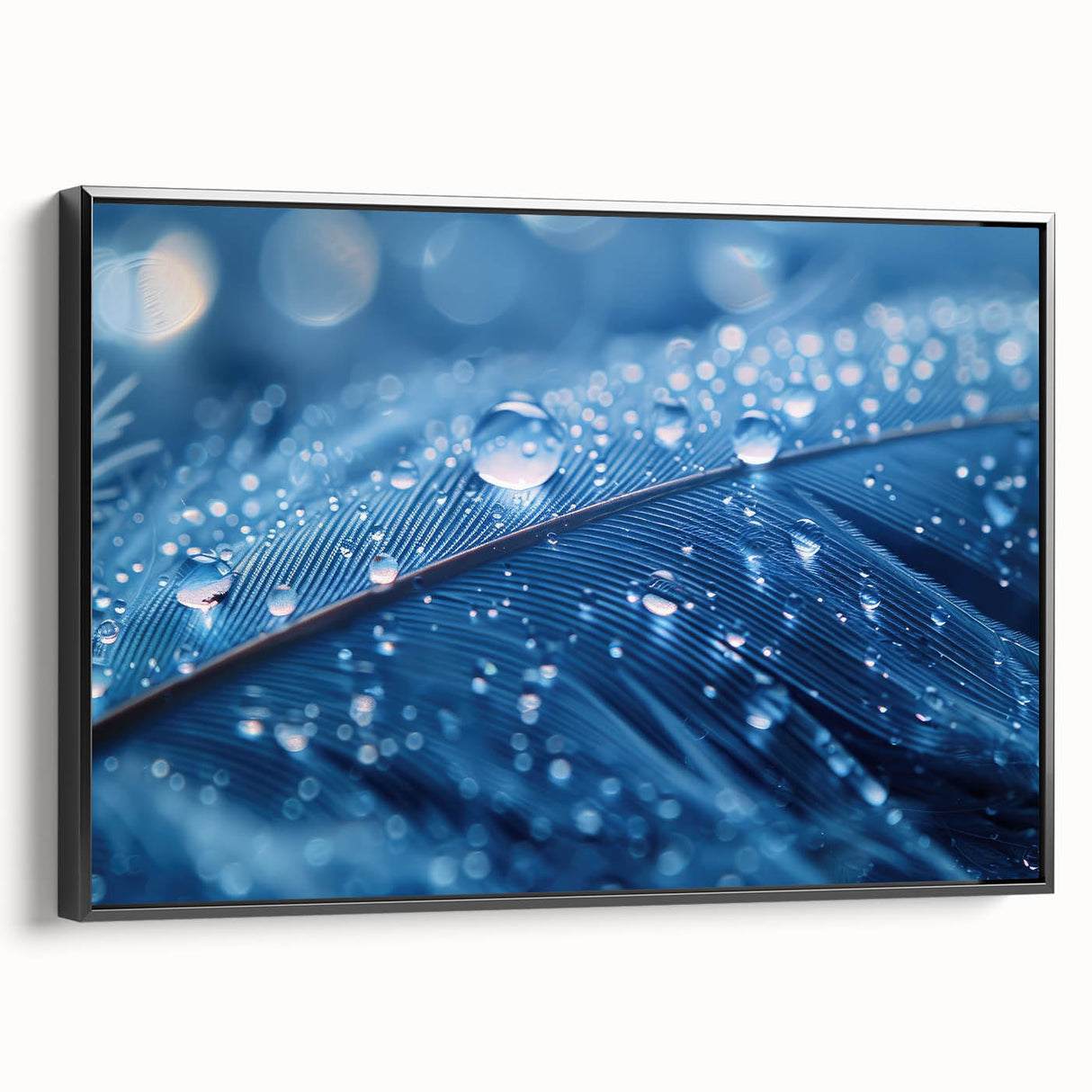 Black and white framed canvas depicting a close-up water landscape, ideal for bedroom wall art.