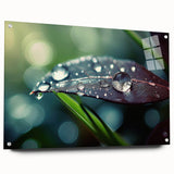 Large abstract wall art on acrylic glass showing close-up water design in blue and white tones.