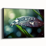 Black and white framed canvas of a close-up water landscape, ideal for bedroom wall decor.