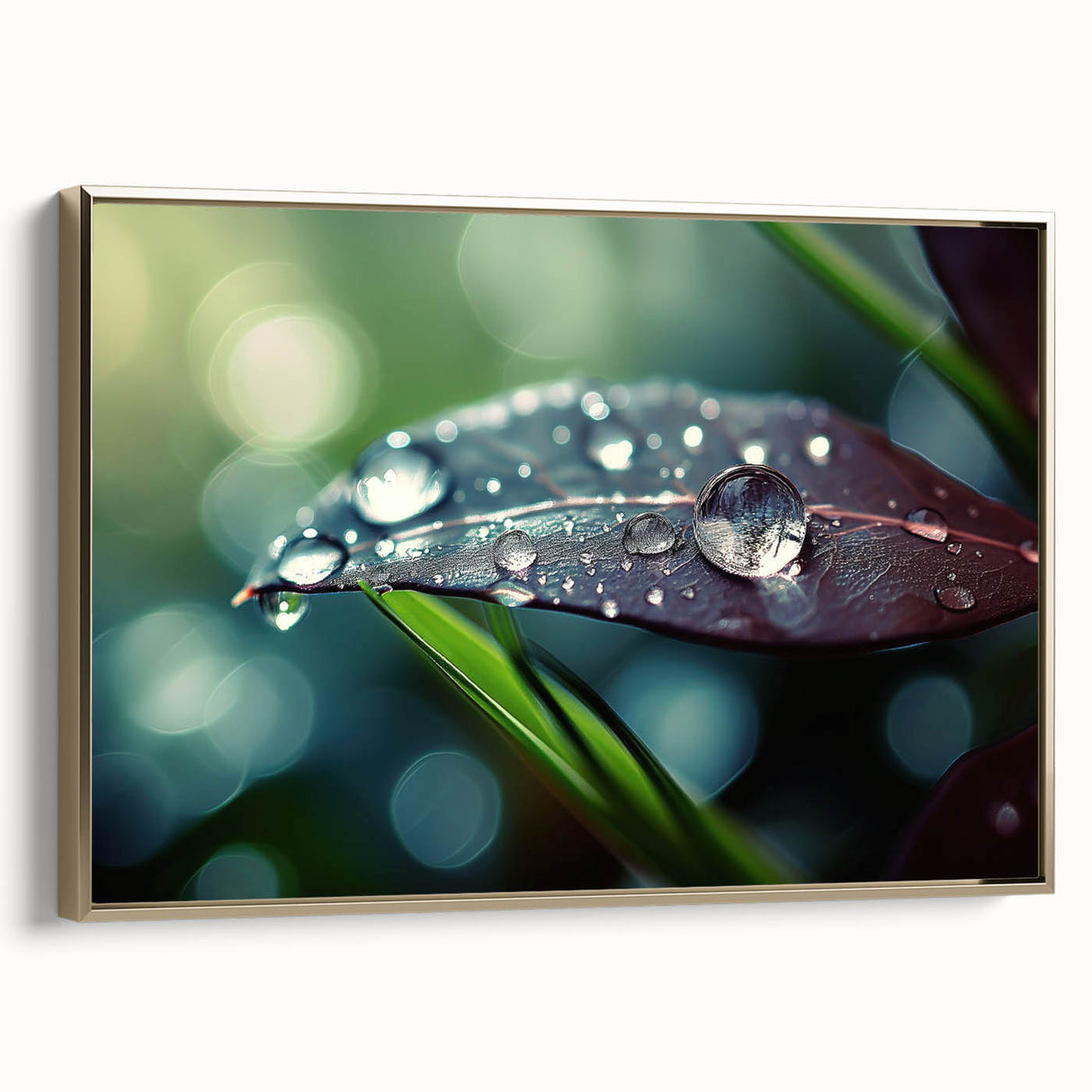 Framed canvas featuring a close-up water design in muted blue and gray tones, ideal for bedroom wall decor.