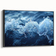 Black and white framed canvas depicting a close-up water landscape, ideal for bedroom wall decor.
