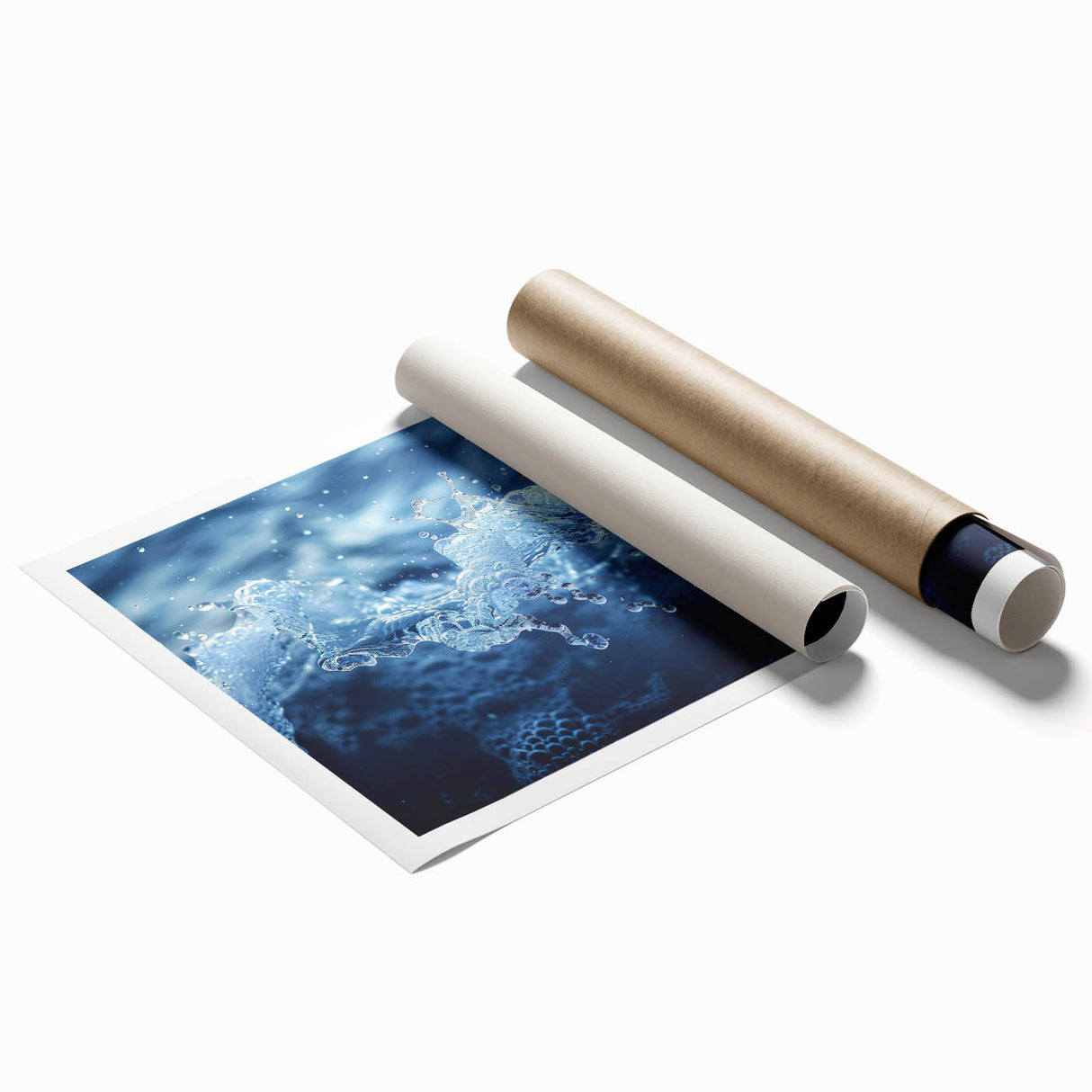 Close-up floral art in soft pastel tones on a rolled print, suitable for large bathroom or living room walls.