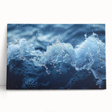 Black and white close-up water droplet image on stretched canvas, ideal for kitchen wall art.