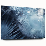 Large abstract wall art on acrylic glass depicting swirling water patterns in blue and white tones.