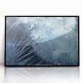 Large abstract wall art featuring swirling blue and teal patterns on framed acrylic, ideal for modern art wall decor.
