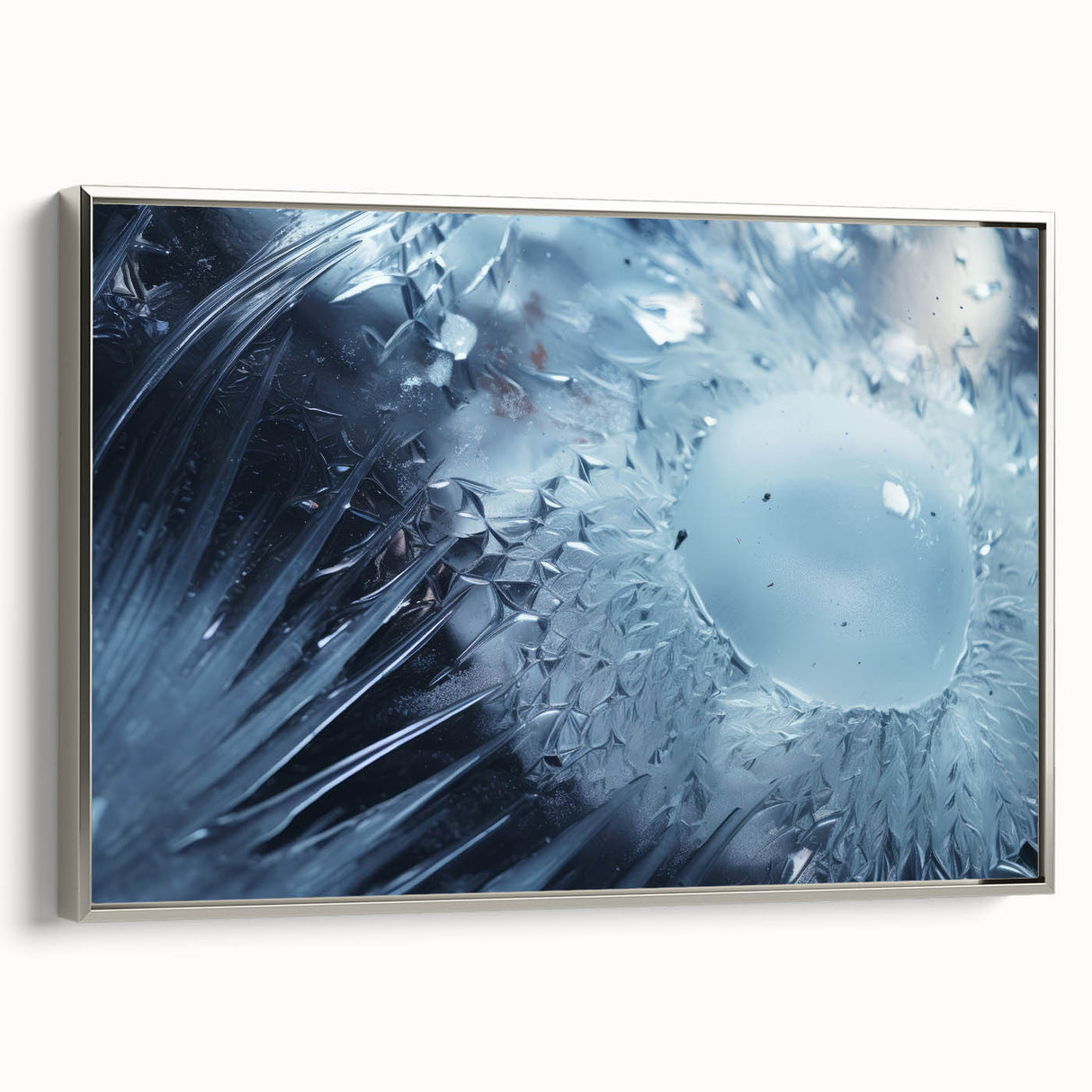 Framed canvas featuring a close-up landscape art painting with vibrant water motifs.