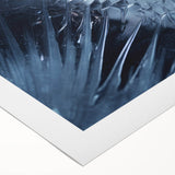 Art deco poster featuring a close-up water design in blue and silver tones on rolled canvas, suitable for dining room decor.