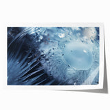 Close-up floral art on rolled print, showcasing vibrant water-inspired hues, ideal for dining room wall decor.