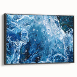 Black and white framed canvas featuring a close-up water landscape, ideal for bedroom wall decor.
