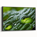 Black and white framed canvas featuring a close-up water landscape.