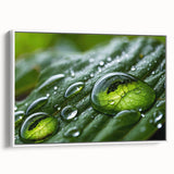 Extra large framed canvas of vintage poster art featuring a close-up water design in colorful hues.