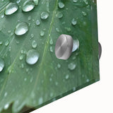 Large abstract wall art on acrylic glass, featuring a close-up water design in blue tones, ideal for dining room decor.