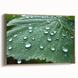 Framed canvas featuring a close-up landscape water design in muted blues and greens, ideal for bedroom wall decor.