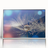 Mid-century modernist art depicting a serene water design in soft blue and white tones on a framed acrylic.