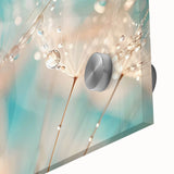 Large abstract wall art depicting water ripples in blue and green tones on acrylic glass, suitable for dining room ambiance.