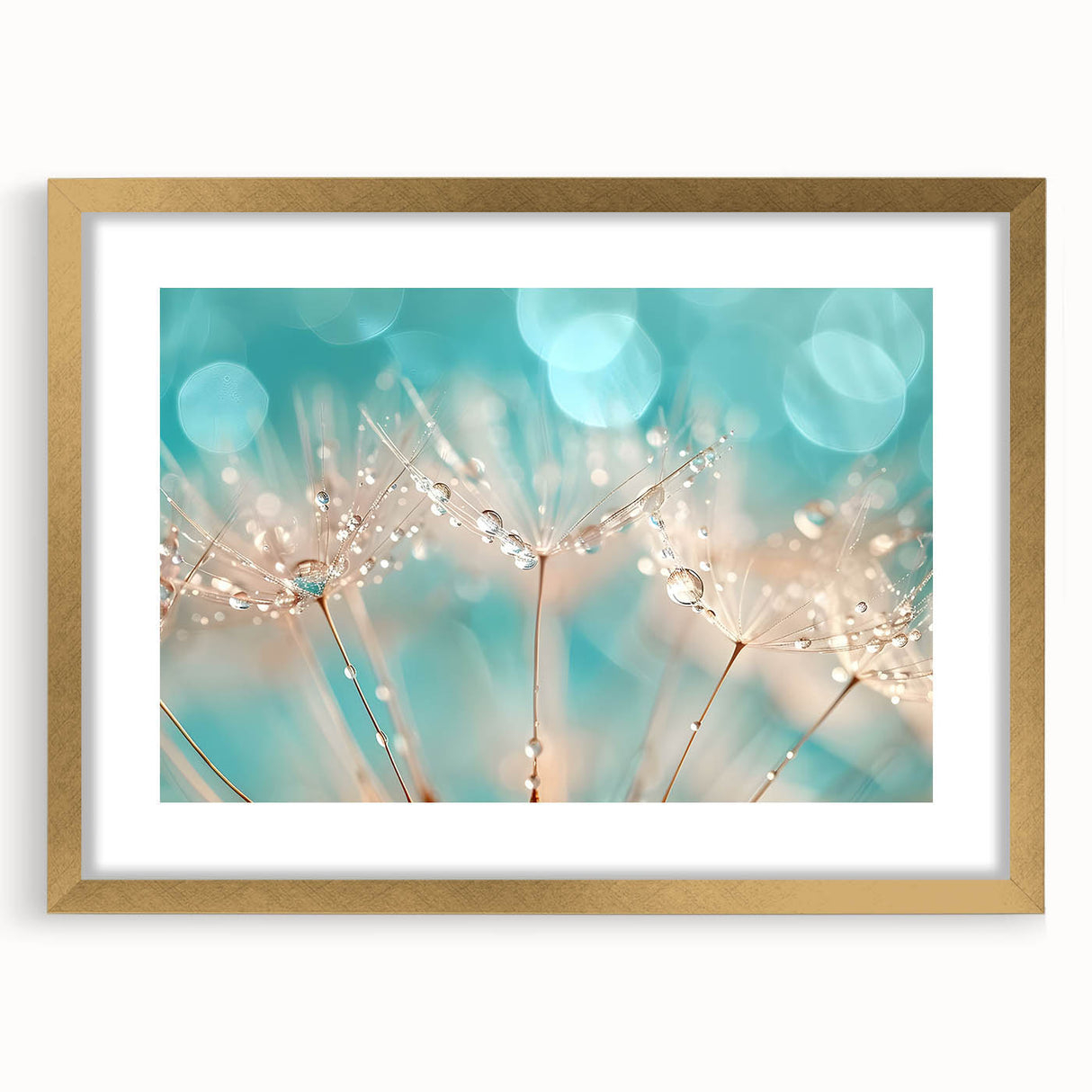 Extra large abstract art print featuring textured waves in blue and gray tones, framed in gold, ideal for living room decor.