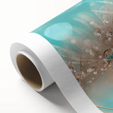 Art deco poster of a serene lake scene in muted blue and green hues, printed on rolled canvas, ideal for nursery wall art.