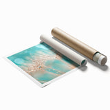 Close-up floral art in soft pastel shades on a rolled canvas, suitable for bathroom or living room decor.