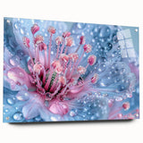 Close-up water ripple design in blue and gray tones on acrylic glass, suitable for dining room or bedroom wall art.