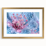 Extra large abstract art print featuring textured swirls in gold and white tones, framed with a gold mat.