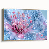 Framed canvas featuring a close-up water landscape in muted blue and black tones, ideal for bedroom wall decor.