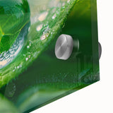 Large abstract wall art featuring swirling blue and green hues on acrylic glass, ideal for dining room ambiance.