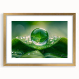 Extra large abstract art print featuring textured waves in blue and white tones, framed in gold, ideal for living room decor.