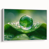 Framed canvas of a vintage poster art featuring a close-up water design with vibrant colors, ideal for living room decor.