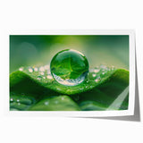 Close-up floral art on rolled print featuring shades of blue and green, ideal for dining room or bathroom decor.