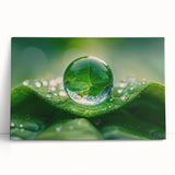 Black and white close-up photo of water droplets on stretched canvas, ideal for kitchen wall art.