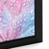 Extra large framed canvas showcasing a close-up of water with a black background and vibrant, textured colors.